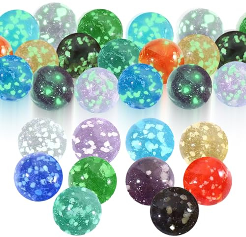 Smavles Palline di Vetro Luminose per Bambini, 10 Biglie Che si Illuminano al Buio, 25 mm Gioco di Biglie di Vetro per Bambini Accessori Corsa in Marmo per Ragazzi e Ragazze