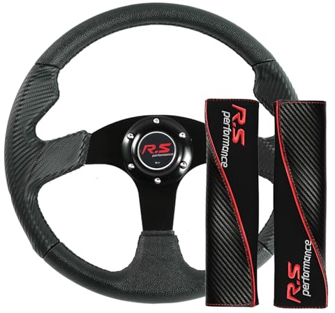 AUTOXBERT 3 volantes de coche de carreras de 350 mm, volante de piel de PVC, 6 pernos con botón de bocina, universal para carreras, rally, deportes de motor, conducción de simulación de coche