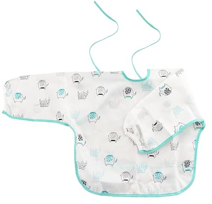 BABY-NOVA babynova Bavaglino a Maniche Lunghe con Tasca Raccoglibriciole – Bavaglino Copritutto per Neonati e Bambini – Impermeabile – Lavabile in Lavatrice – Per Mangiare, Dipingere, Fare Lavoretti