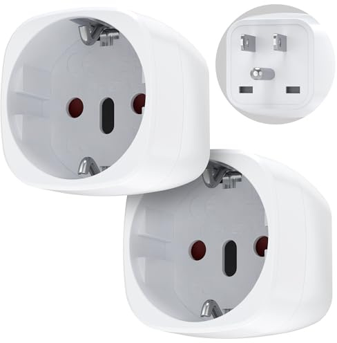 Fosmon [2-Pack] Reseadapter USA för Fans 2026, Adapter Europa (Typ C/E/F) till USA (Typ B) Stickkontakt, EU till US Vägguttag för Amerika Kanada Mexiko, Vit