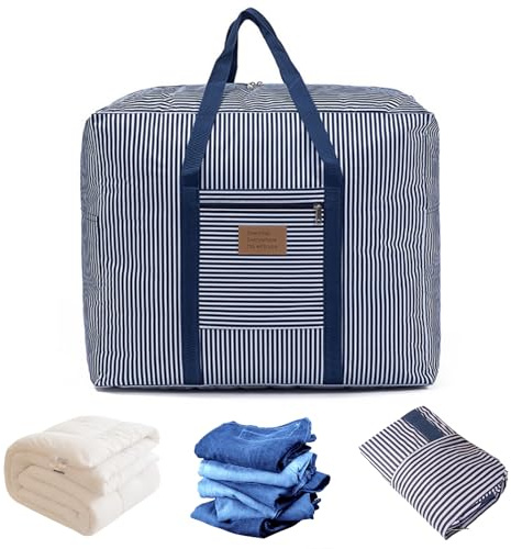 90L Gran Bolsa de Almacenamiento Transporte y Almacenaje, 60 x 50 x 30 cm Impermeable Oxford 600D Bolsas de Mudanza, con Cremallera Doble y Asas, para Guardar Ropa Sabanas Mantas y Edredones,