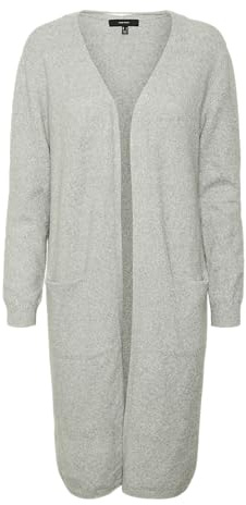 VERO MODA Vmdoffy LS Long Open Cardigan Noos Chaqueta Punto, Gris (Light Grey Melange Light Grey Melange), 40 (Talla del Fabricante: Medium) para Mujer