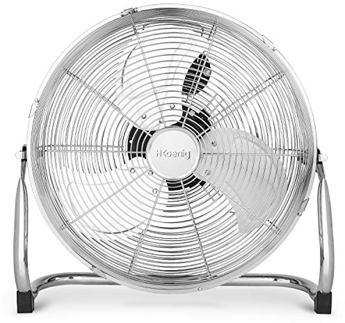 H.Koenig Ventilateur de Sol JOE32, 45cm, 100W, 3 Vitesses, Inclinaison Réglable, 3 Pâles, Pieds Antidérapants, Silencieux, Métal Chromé