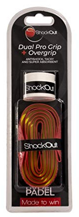 ShockOut Dual Pro Grip + Overgrip (Fucsia/Amarillo) - Sistema Combinado de absorción de Impacto y Mejora de Agarre para Deportes de Raqueta