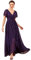 Ever-Pretty Robe de Cocktail Femme Longue Asymétrique Dentelle Manches Courtes Col V Fluide Chic Violet Foncé 48