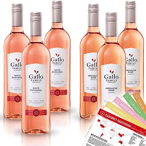Gallo Probierpaket Rosé, lieblich, gemischtes Weinpaket + VINOX Winecards (6x0,75l)