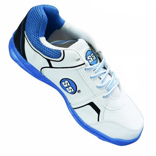 SS Josh Cricket Shoe for Mens | Material: Synthetic Leather ‎Polyurethane (PU) | Optimal Traction | Outsole Grip | Durable & Comfortable | Slip Resistant | (Blue, Size: EU 38, UK 4, US 5)