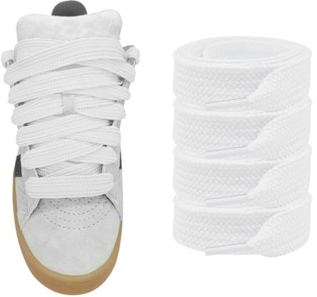 UamGlsob 2 Pares de Cordones Gruesos de 15mm para Adidas Campus 00s, Cordones Planos Gordos Extra Anchos para Zapatillas Deporte (White, 54/140cm)