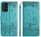 Tiyoo Flip Case for Samsung Galaxy M13 4G, M23 5G, A23 - Embossed Cute Cats PU Leather Phone Case with Card Holder, Blue