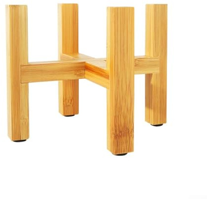 Zoegneer Support pour plantes en bois durable à quatre pieds porte plante meuble plantes d'intérieur supports de pots de fleurs porte plante bois pour l'intérieur et l'extérieur (taille M)