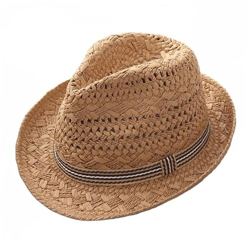 NICEYEA Kinder Strohhut Mädchen Jungen Sommer Fedora Breite Krempe Floppy Strand Sonnenblende Hut Kinderhut Sommer Strandhut Westernhut Panama Hut Cowboyhut Strohhut Sonnenhut, Einheitsgröße