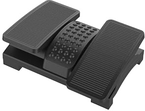 Q-Connect Repose-pieds en plastique haut de gamme/Revêtement antidérapant/Hauteur réglable Repose-pieds ergonomique avec structure de massage/Repose-pieds/Noir/Dimensions : 43 x 32 x 10,5 cm
