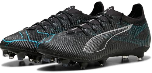 Puma - Ultra 5 Pro FG/AG, Zapatillas de fútbol Unisexo, Puma Black-Puma Silver-Bright Aqua,