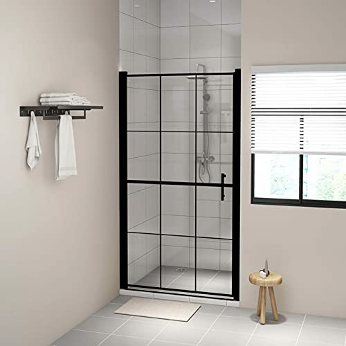 Rantry Porta della doccia in vetro temperato 100 x 178 cm, nero, recinzione per vasca da bagno, pannello divisorio per doccia, pareti divisorie per pareti interne