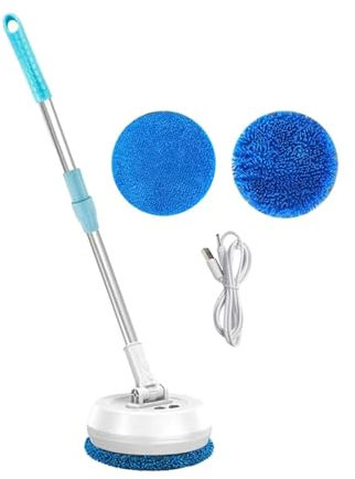 Baoblaze Lucidatrice elettrica Senza Fili, idropulitrice a Secco a Manico Lungo, lavapavimenti per spolverare soffitti, pareti di finestre, Porte, Bianco