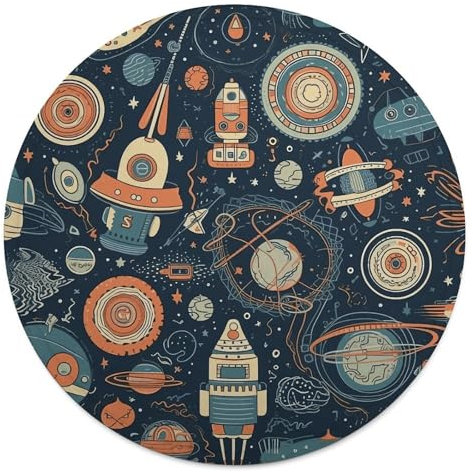 Rundes Strandtuch, Weltraumthema, Muster, bedruckte Reisedecke, personalisierte Decke, Yoga-Decke, Mikrofaser, Strandtuch, dicke Tischdecke, Unisex
