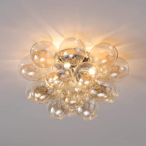 Kosillum – Lampada da soffitto di design con 17 vetrate – Bartali, luce bianca calda, illuminazione per soggiorno, camera da letto, cucina, corridoio – 4 x max. 28 W – G9 – IP20