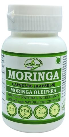 Moringa-Kapsel 500 mg. 60 Veganer. Einheiten | Moringa (Moringa oleifera) Extrakt-Kapseln für Männer und Frauen | Ayurvedische Kräuterergänzung/Heilmittel | 10:1 Stärke (1 Flasche mit 60 Kapseln)