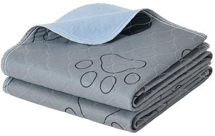 Feandrea Puppy Pads Tvättbara återanvändbara hundmattor, 48 x 24, 2-pack, L, Hundtoalett, Läcksäker, Halkfri, Superabsorberande, Marsvin, Hamster, Grå PTD024G01