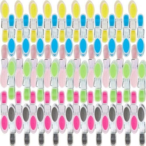 60Pcs Piezas Pinzas Ropa Silicona con Agarre Suave, Multicolor Clips No Deja Marcas Plástico Antideslizantes, para Tendedero o Tendedero, Toalla, Ropa, Calcetines, Camisetas,Interior Pantalones