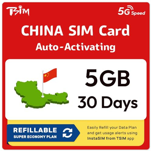 China Tarjeta SIM | Plan Recargable Súper Económico de 5 GB | Activación automática con validez de 30 días | Velocidad 5G/4G | Hotspot Permitido | Solo Datos, sin número de teléfono.