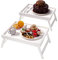 Fibogollo 2 Pack Bamboo Bed Tray Table with Folding Legs,Breakfast Trays,Serving Tray for Food and Snack,Laptop Trays for Working(White)