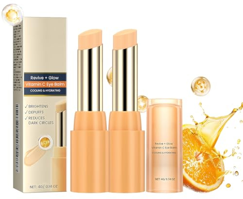 Retinol Vitamin C Glow Augenbalsam, Anti-Aging-Augencreme für Falten, verbessert Augenringe, hellt den Hautton auf, Multi-Augenbalsam-Stick, feuchtigkeitsspendende und straffende Haut (2 Stück)