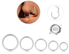 YADOCA 5 Pezzi G23 Piercing Naso Cerchio Titanio Septum Piercing Ipoallergenico 20G/18G/16G Piercings Naso Anello Conch Helix Tragus Piercings Orecchio per Donna Uomo 6-10mm