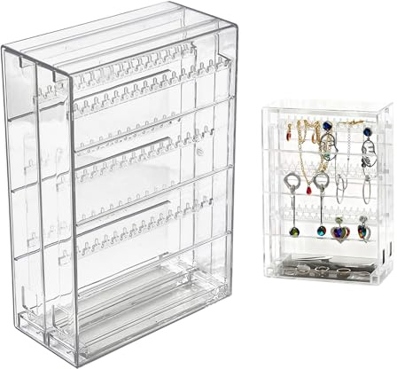 letuxaamz Joyeros Mujer Organizador, Joyeros Organizador Joyero Mujer Extraíble de Metacrilato Transparente, Joyero Antipolvo con Compartimentos para Pendientes Collares Pulseras Tocador Dormitorio