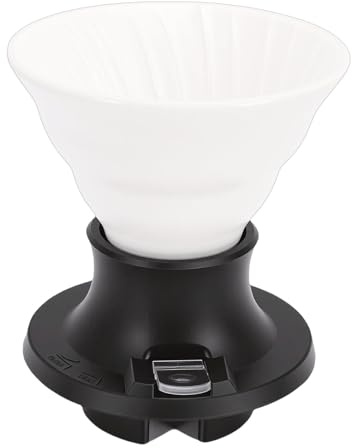 GOTOTOP Ceramic Pour Over Coffee Dripper, Heat Proof Immersion Cone with Silicone for Travel and Office Brewing (White Black)