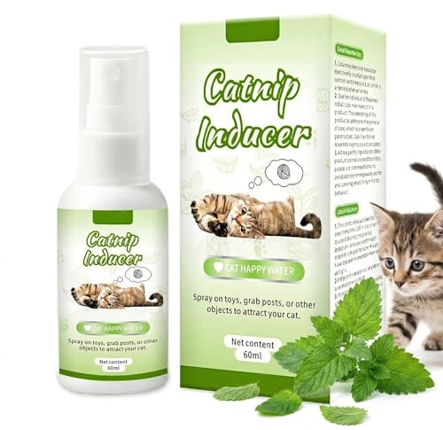 MQUGEE Kattgräs spray, örtkatt glädje spray, kattkatt träningsspray, attraktiv naturlig väcka kattintresse inomhus användning avkopplande atmosfär, för alla katter, 60 ml