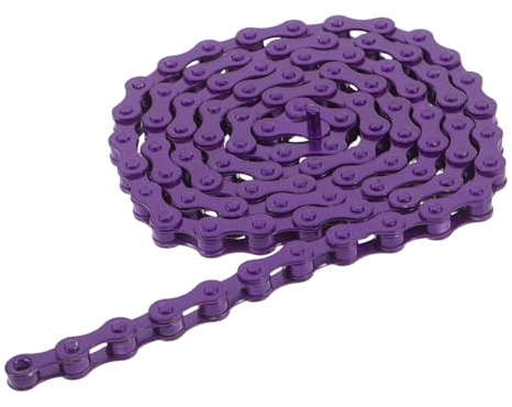 Angoily Catena per bicicletta a velocità singola in porpora, catena colorata con design staccabile per su bici da corsa e mountain bike