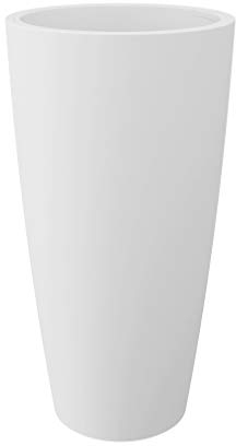 wonido Blumentopf/Pflanztopf, Höhe 70 cm, Ø 36, weiß, matt, 16 l Inhalt, mit herausnehmbarem Pflanz-Einsatz, für Innen und Außen, aus hochwertigem Polypropylen