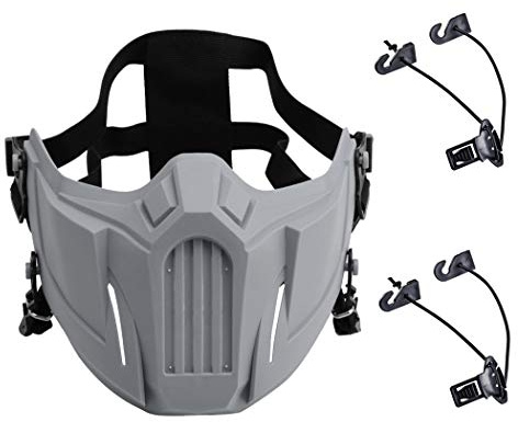 Airsoft Half Face Masks, Creative Half Face Protective Mask Outdoor Game Costume Sports Masks for Adult Men Women CS Hunting Paintball Shooting (Grey)