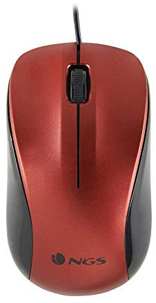 NGS CREW RED - Mouse Ottico 1200dpi con Cavo USB, Mouse per Computer o Laptop con 2 Pulsanti, Ambidestro, Rosso