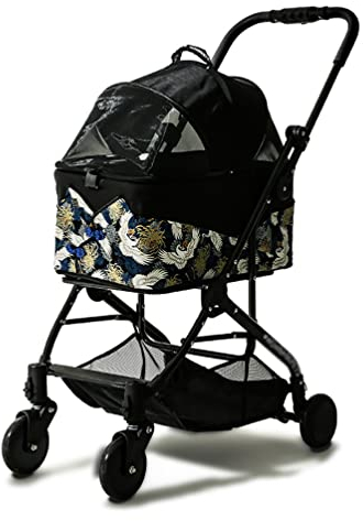 Hundewagen Hundebuggy Faltbarer Haustier-Kinderwagen – Katzen- Und Hunde-Reisewagen Im Chinesischen Stil, Haustier-Jogging-Kinderwagen – Mit Aufbewahrungskorb/4 Rädern