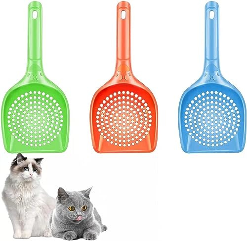 Eruinfang Cat Litter Scoop 3Pcs Cat Litter Scooper Long Handle Deep Shovel Cat Scooper Kitty Litter Scoop for Cat Sand Toilet Cleaning