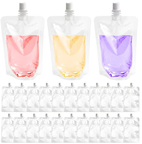 DOERDO 100 Pcs Reusable Plastic Flask Drink Pouches Portable Beverage Jelly Coffee Water Bagfor Home Travel Party Wedding Supplies, 100ml/3.4oz