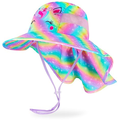 MHJY Cappellino Bambino Cappello Estivo Sole Bambini UPF 50+ Protezione Solare Bimba Berretti e Cappellini Mare per Bambina con Sottogola Regolabile 2-9 Anni