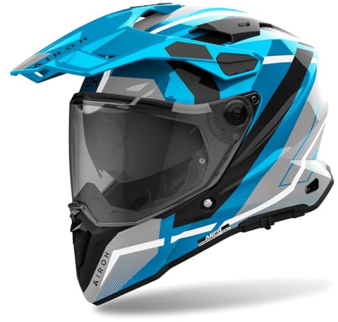Airoh Commander 2 Mavick Casque de Motocross, Schwarz/Grau/Blau, 2XL (63)