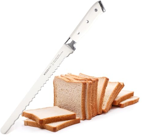 ROCKSHEAT Bread Knife, 25cm/10in Multifunction Serrated Knife for Homemade Bread, High Carbon Stainless Steel Razor Sharp Slicer with Wide Wavy Edge & Comfort Handle for Sourdough Turkey Fruit