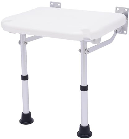 Duschpall hopfällbar duschstol vit maximal lastkapacitet 100 kg duschklappsits med stödfötter lämplig för användning i badrum av äldre och funktionshindrade personer etc