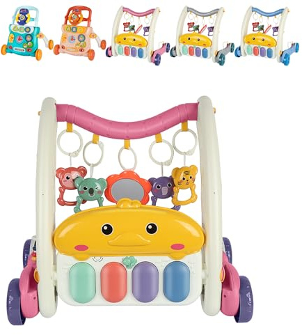 XUANYU Baby promenadvagn, hopfällbar promenadvagn, baby, pojke eller flicka från 6 månader, avtagbar uppvaknandebräda, hopfällbar promenadvagn, push-leksak för småbarn (rosa II)