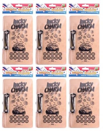 TENLITE (Set Of 6 Bingo Board with Hanging Clasp – 24x14cm Lightweight Game Board – Left Side Clip for Easy Use – Bingo Tickets Holder for Christmas Bingo Night, Party Events & Staff Gift