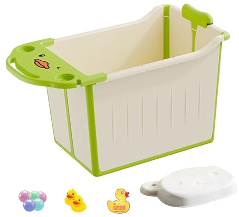 Bañera plegable para bebé, compacta, para ahorrar espacio, piscina portátil para bebés, bañera ligera y con soporte para apartamento, dormitorio o casa de vacaciones, recién nacidos y niños pequeños