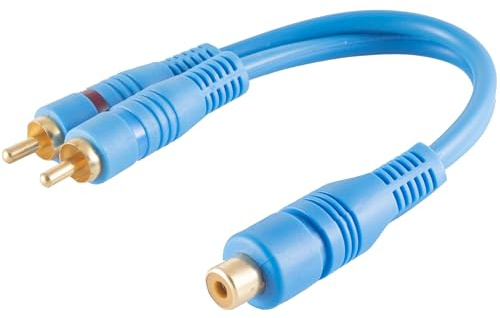 1aTTack.de 1x 0,2 m - Adattatore cinch a Y, cavo adattatore audio da cinch femmina a 2 cinch maschio, contatti placcati in oro, connettori stampati per amplificatori HiFi, TV e impianti stereo