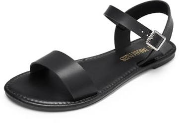 DREAM PAIRS Women's Open Toes Flat Sandals | TPR slip-resistant outsole, comfortable EVA insole, elastic adjustable ankle strap, multiple colors/designs