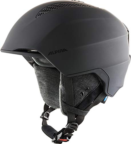 Alpina Grand LAVALAN - Nachhaltiger, Sicherer und Indiv. Anpassbarer Skihelm Mit Schafswolle Innenfutter Für Erwachsene, Black matt, 54-57 cm