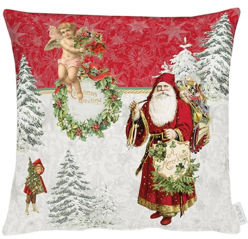 APELT Kissenhülle Winterwelt rot Größe 46x46 cm