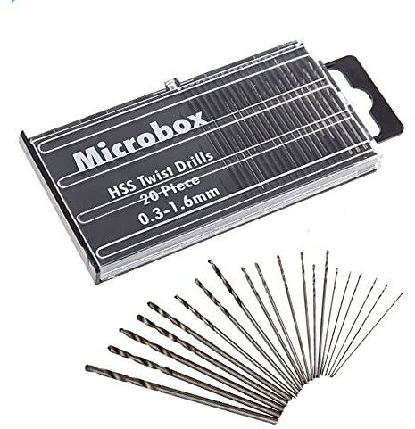 Bestgle 20pcs HSS Mini Micro Drill Bit Set, 0.3–1.6mm Shank Twist Drill Bits with Mini Clamp for Table Bench Hand Drill, Precision Drill Kit for DIY, Electronics, Jewelry, Crafts, PCB and Watch Making